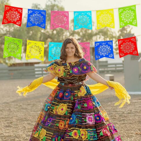 Super Z Outlet 12 Foot Long Rainbow Multicolored Flag Mexican Sun Del Sol Design Garland Drop Banner for Party Decorations, Birthdays, Event Supplies, Fiesta Festivals, Children & Adults in Kuwait