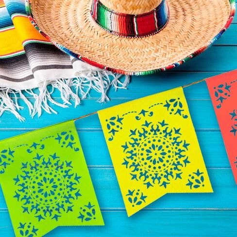 Super Z Outlet 12 Foot Long Rainbow Multicolored Flag Mexican Sun Del Sol Design Garland Drop Banner for Party Decorations, Birthdays, Event Supplies, Fiesta Festivals, Children & Adults in Kuwait