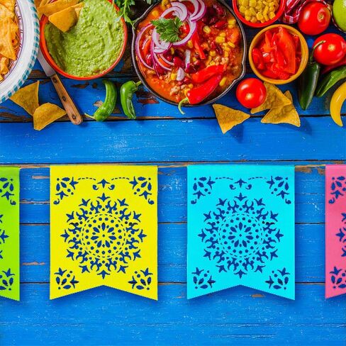 Super Z Outlet 12 Foot Long Rainbow Multicolored Flag Mexican Sun Del Sol Design Garland Drop Banner for Party Decorations, Birthdays, Event Supplies, Fiesta Festivals, Children & Adults in Kuwait