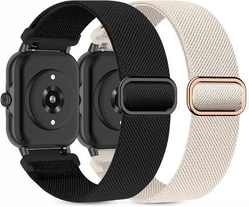 2 Pack Stretchy Nylon Watch Bands Compatible with Amazfit Active 2/Active 3 Premium/Active,20MM Soft Replacement Sport Straps for Amazfit Bip 3 Pro/3/U Pro/GTR mini/GTS 4/3/2 Women Men in Saudi Arabia