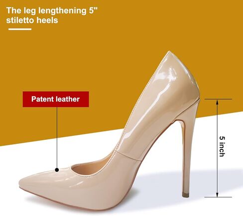 Women's Pointed Toe Stiletto High Heel Dress Pumps 5 Inch Sexy Heels Wedding Braidal Evening Party Shoes in Saudi Arabia
