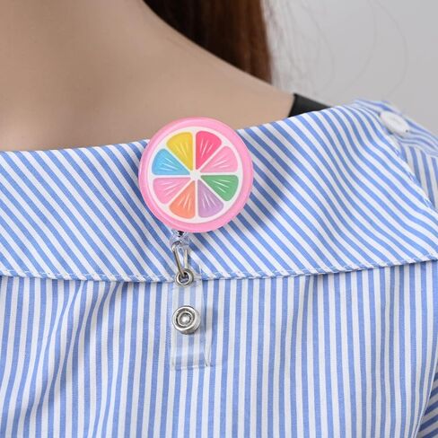 IUAQDP 10 Pieces Cute Fruit Retractable Badge Reel Holder, Funny Cartoon Food Name Tag Pull Badge Clip with Swivel Clip for Nurse Student Teacher Worker Volunteer Dietitian, 25.6IN Pull Cord in Saudi Arabia