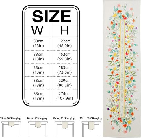 مفرش طاولة الربيع ديزي، ألوان مائية صيفية موسمية، زهرة المطبخ، الطعام، ديكور المنزل، ديكور الحفلات الكريمية 13 × 60 بوصة in Kuwait