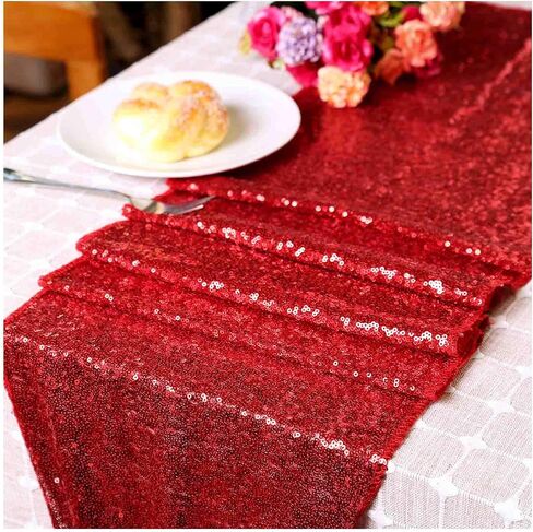 Sequin Table Runner Apple Green 2 Packs 12x72inches Glitter Runner Sparkly Runner Linen for Birthday Party Supplies Wedding Bachelorette Holiday Celebration Bridal Baby Shower Events in Saudi Arabia