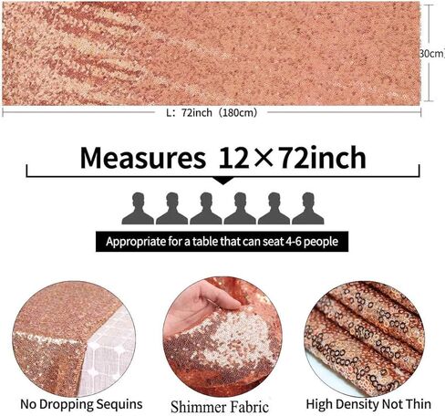 مفرش طاولة مزين بالترتر مقاس 30.48 × 108 سم، مفرش طاولة أحمر لامع لمستلزمات حفلات أعياد الميلاد وحفلات الزفاف والاحتفالات وديكورات المناسبات in Kuwait