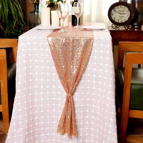 مفرش طاولة مزين بالترتر مقاس 30.48 × 108 سم، مفرش طاولة أحمر لامع لمستلزمات حفلات أعياد الميلاد وحفلات الزفاف والاحتفالات وديكورات المناسبات in Kuwait