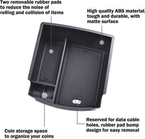 TACORBO Center Console Organizer Compatible with Hyundai Kona 2018 2019 2020 2021 2022 2023 Accessories Armrest Secondary Storage Box, Interior ABS Insert Tray, [Not fit the Kona EV], Black in Saudi Arabia