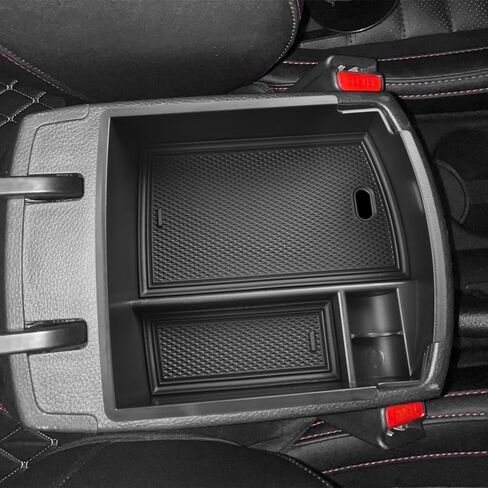 TACORBO Center Console Organizer Compatible with Hyundai Kona 2018 2019 2020 2021 2022 2023 Accessories Armrest Secondary Storage Box, Interior ABS Insert Tray, [Not fit the Kona EV], Black in Saudi Arabia