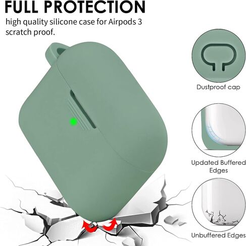 Portable Electronic Device Cover for Airpods 3, Gray Blue Silicone Case with Pompom Keychain for Women Girls, 2021 in Saudi Arabia