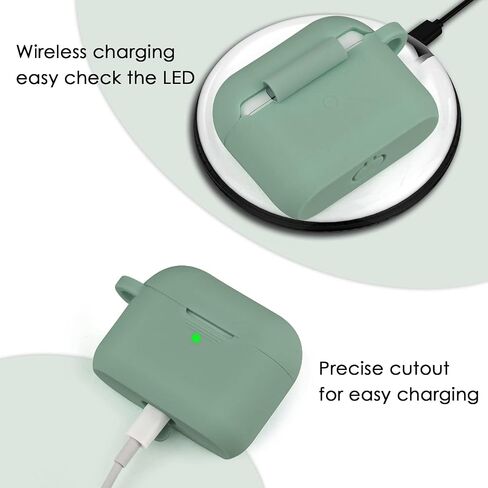 Portable Electronic Device Cover for Airpods 3, Gray Blue Silicone Case with Pompom Keychain for Women Girls, 2021 in Saudi Arabia