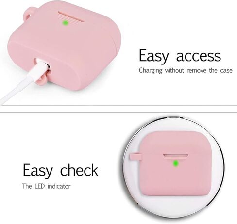 Portable Electronic Device Cover for Airpods 3, Gray Blue Silicone Case with Pompom Keychain for Women Girls, 2021 in Saudi Arabia
