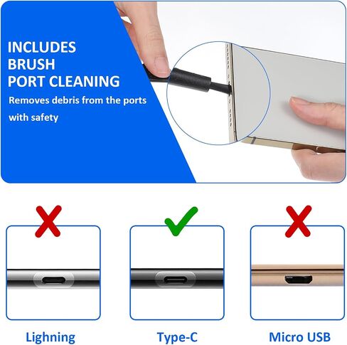 Sibba USB C Dust Plug 8 Pcs Anti Dust Cover Protector Cap Charging Port Cleaning Brush Maintenance Upkeep Repairs Kit All Purpose Model Compatible USB C Devices for Phone Laptop in Saudi Arabia