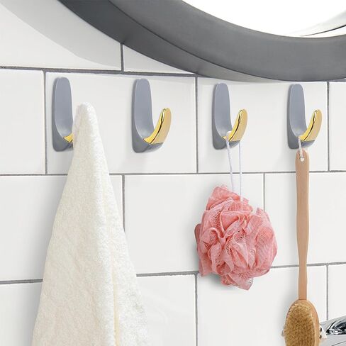 10 Pack Self Adhesive Hooks for Hanging Sticky Hooks Heavy Duty Wall Hangers Waterproof Sticky Holder Towel Hooks Wall Hook on Bathroom Kitchen Towel Robe Key Coat Bag Door（Grey） in Saudi Arabia