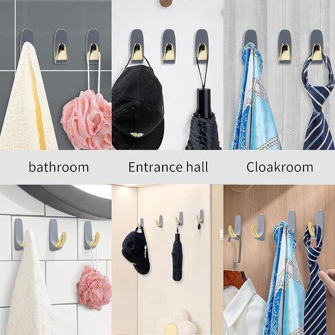 10 Pack Self Adhesive Hooks for Hanging Sticky Hooks Heavy Duty Wall Hangers Waterproof Sticky Holder Towel Hooks Wall Hook on Bathroom Kitchen Towel Robe Key Coat Bag Door（Grey） in Saudi Arabia