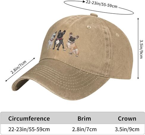 French Bulldog Dogs Vintage Distressed Adjustable Washed Denim Mens Dad Trucker Hat Baseball Ball Cap for Men in Kuwait
