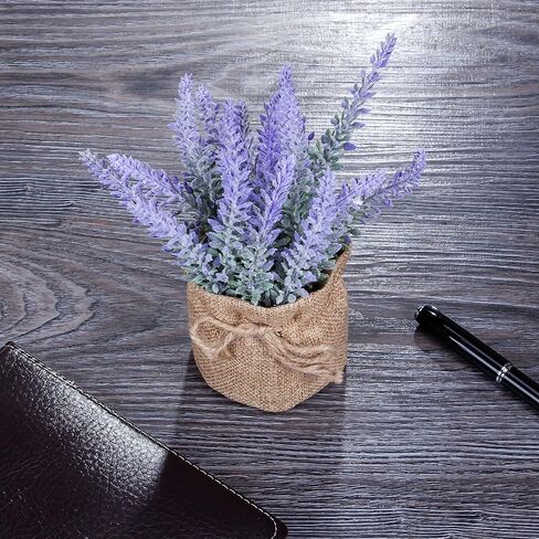2 Pack Small Burlap Potted Lavender Flowers - Lavender Artificial Plants and Flocked Charming Purple for Warm and Loving Table Decor Christmas Decoration in Saudi Arabia