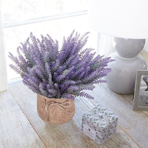 2 Pack Small Burlap Potted Lavender Flowers - Lavender Artificial Plants and Flocked Charming Purple for Warm and Loving Table Decor Christmas Decoration in Saudi Arabia