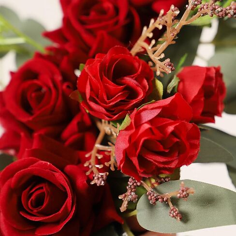 2PCS Wedding Arch Flowers, Artificial Red Rose Floral Swags, Silk Hanging Rose Garland with Green Leaves for Wedding Chair Arbor Wedding Ceremony Reception in Saudi Arabia