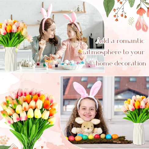 Lyrow 30 Pcs Tulips Artificial Tulips Bouquet Real Touch Flowers Faux Tulips for Home Kitchen Wedding Decorations, Gift Idea for Easter Decor Mother's Day Birthdays (Plum Pink) in Saudi Arabia