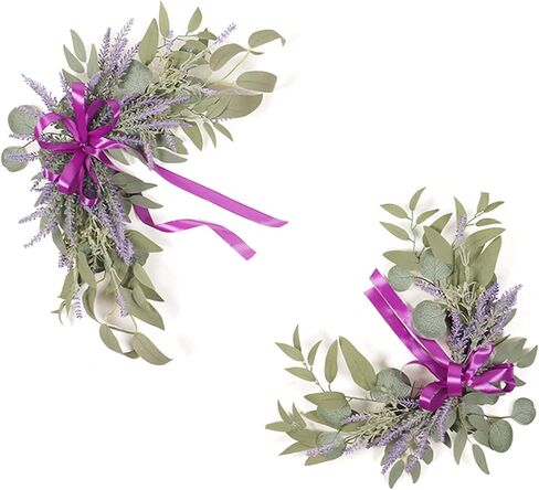 2PCS Wedding Arch Flowers, Artificial Red Rose Floral Swags, Silk Hanging Rose Garland with Green Leaves for Wedding Chair Arbor Wedding Ceremony Reception in Saudi Arabia