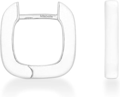 Miabella 925 Sterling Silver or 18Kt Yellow Gold Over Silver 2.5mm Lightweight Small Huggie Square Hoop Earrings for Women Made in Italy in Saudi Arabia