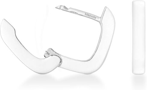 Miabella 925 Sterling Silver or 18Kt Yellow Gold Over Silver 2.5mm Lightweight Small Huggie Square Hoop Earrings for Women Made in Italy in Saudi Arabia