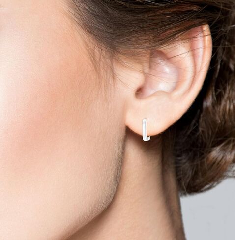 Miabella 925 Sterling Silver or 18Kt Yellow Gold Over Silver 2.5mm Lightweight Small Huggie Square Hoop Earrings for Women Made in Italy in Saudi Arabia