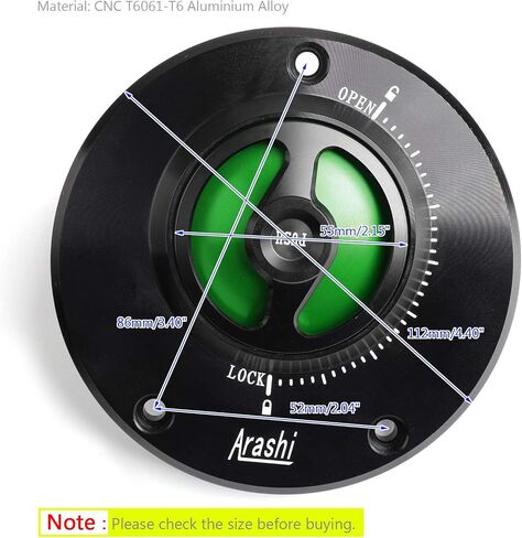 Areyourshop KEYLESS Fuel Cover Gas Tank Cap Black For Kawasaki ER-6F ER-6N Ninja 650 2009+, GTR 1400 2010+, Ninja 1000 ZX-10R 2008+, Ninja 600 ZX-6R 2009+, VERSYS 1000 ABS 2012-2018, Z800 2013-2016 in Saudi Arabia