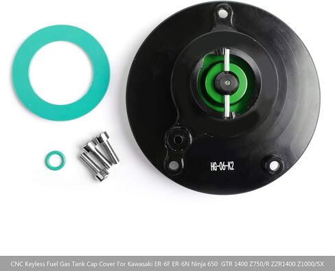 Areyourshop KEYLESS Fuel Cover Gas Tank Cap Black For Kawasaki ER-6F ER-6N Ninja 650 2009+, GTR 1400 2010+, Ninja 1000 ZX-10R 2008+, Ninja 600 ZX-6R 2009+, VERSYS 1000 ABS 2012-2018, Z800 2013-2016 in Saudi Arabia