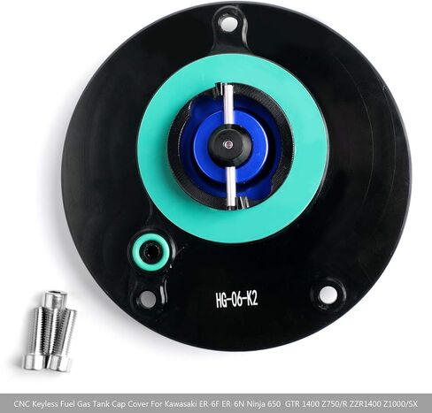 Areyourshop KEYLESS Fuel Cover Gas Tank Cap Black For Kawasaki ER-6F ER-6N Ninja 650 2009+, GTR 1400 2010+, Ninja 1000 ZX-10R 2008+, Ninja 600 ZX-6R 2009+, VERSYS 1000 ABS 2012-2018, Z800 2013-2016 in Saudi Arabia