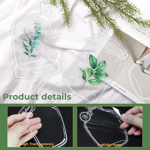 40 Pcs Glass Bottle Shaped Bookmark & 40 Pcs Plant Sticker, Dried Flower Bookmark Kit, Clear Bookmarks for Pressed Flowers, Pressed Flowers Bookmark Set with Tweezers for DIY Bookmarks in Kuwait