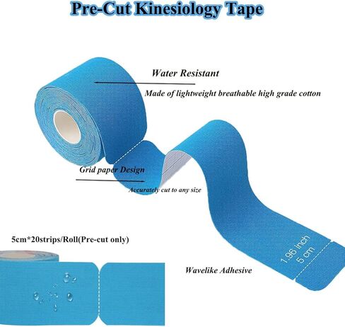 3 لفات شريط علم الحركة مسبق القطع، شريط لاصق رياضي رياضي للعضلات والكاحل والرقبة والركبة والكتف يعزز التعافي وتوفير الدعم، إجمالي 60 شريطًا مقطوعًا مسبقًا (أسود) in Kuwait