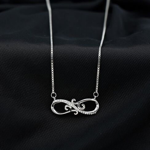 قلادة إنفينيتي من الألماس المقلد NW، قلادة من الفضة الإسترلينية مطلية بالذهب عيار 14 قيراط، هدية عيد الميلاد لها (زركون بجودة AAAAA، الشهادة متضمنة) in Kuwait