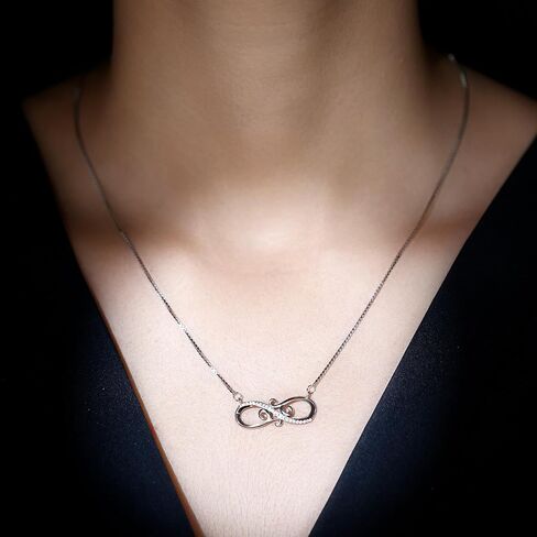 قلادة إنفينيتي من الألماس المقلد NW، قلادة من الفضة الإسترلينية مطلية بالذهب عيار 14 قيراط، هدية عيد الميلاد لها (زركون بجودة AAAAA، الشهادة متضمنة) in Kuwait