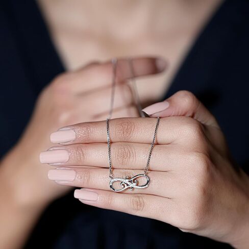 قلادة إنفينيتي من الألماس المقلد NW، قلادة من الفضة الإسترلينية مطلية بالذهب عيار 14 قيراط، هدية عيد الميلاد لها (زركون بجودة AAAAA، الشهادة متضمنة) in Kuwait