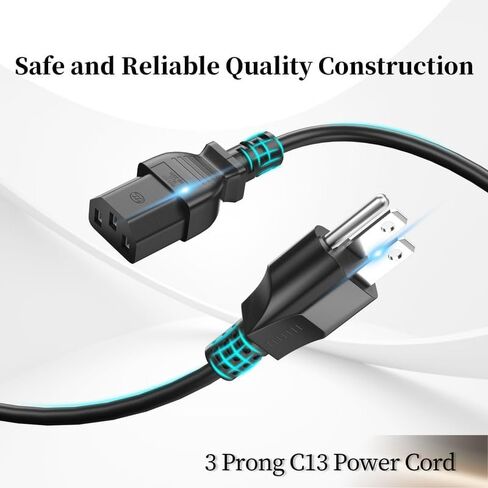 3 Prong Monitor Power Cable, CYD 4FT(1.2m) AC Power Cord Compatible with Samsung, Toshiba, LG, Sharp, Sony, AOC, Acer, Asus, ViewSonic, Dell, Compaq Computer Power Cable, 2Pack in Saudi Arabia