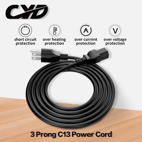 3 Prong Monitor Power Cable, CYD 4FT(1.2m) AC Power Cord Compatible with Samsung, Toshiba, LG, Sharp, Sony, AOC, Acer, Asus, ViewSonic, Dell, Compaq Computer Power Cable, 2Pack in Saudi Arabia
