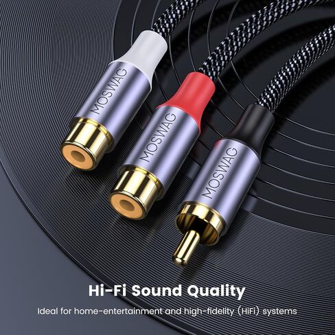 MOSWAG 1 Male to 2 Female RCA Splitter, RCA Y Splitter RCA Cable Audio Video Splitter Adapter Extension Cord Compatible with subwoofers, Speakers, Home theatres, HDTVs, Gaming consoles(0.65ft/20cm) in Saudi Arabia