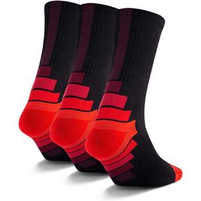 Athletic-Crew-Socks for Men, Cushioned Socks with Moisture Wicking and Arch Support for Running Hiking, Work Boots 3Pairs