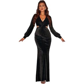 فستان Miss ord نسائي رسمي طويل مخملي طويل الأكمام للحفلات الراقصة، فستان حفلات حورية البحر بأكمام طويلة in Kuwait