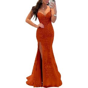 Sweetheart Neck Lace Applique Prom Dresses for Women Long Blue Mermaid Tulle Corset Formal Evening Gowns with Slit 2024