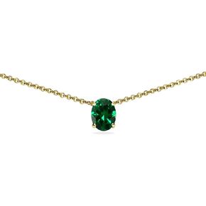 Necklaces for Women, Birthstone Necklace, Genuine or Synthetic Gemstone, 7x5mm Oval Solitaire, Dainty Necklace, Short Necklace, Layered Necklaces for Women, Choker Necklaces for Women, Silver Necklace