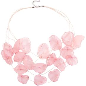 FUNOJOY Flower Bib Statement Necklace, Hawaiian Flower Necklace, Chunky Floral Charm Summer Beach Chokers Necklaces Gifts for Women Girls