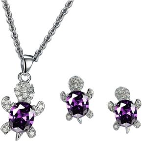 Turtle 925 Sliver Necklaces/Earrings Crystal Necklaces for Woman Girls,Chain Choker Necklace Sea Turtle Necklaces/Earrings for Teens Girls Surprise