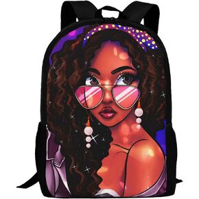 Afro Black Girl Backpack Laptop Backpack African Bookbag for Teen Women School Students Office 17 Inch