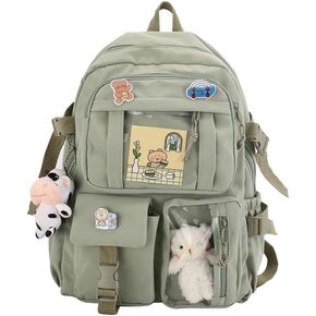 Cute Backpack Cute Kawaii Backpack for Girls Kawaii School Backpack Anime Backpack Keychain Pendant Light Travel Backpack (black)