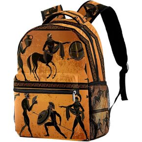 Ancient Greece Scene With Black Figure Pottery Ancient Greek Mythology Backpack Casual Sports Daypack Travel School Bag with Multiple Pockets for Men Women College