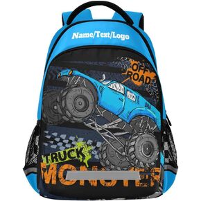 Custom Personalized Monster Truck Backpack for Boys Girls School Backpack Kids Backpack Bookbag Elementary School Bag