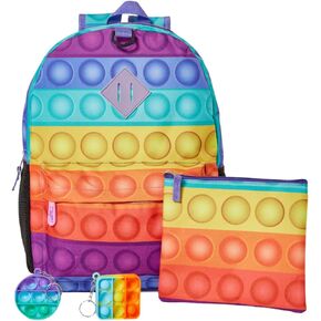 RALME Printed Fidget Popper Backpack Set for Kids with Pop It Keychain Bubble Poppers and Pencil Case in Kuwait