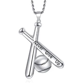 Baseball Cross Necklace for Boys Baseball Bat Pendant Gifts Sports Jewelry for Men 22 inch